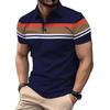 Herren Colorblock Kurzarm Poloshirt mit Umlegekragen - Neue europäische und amerikanische Mode