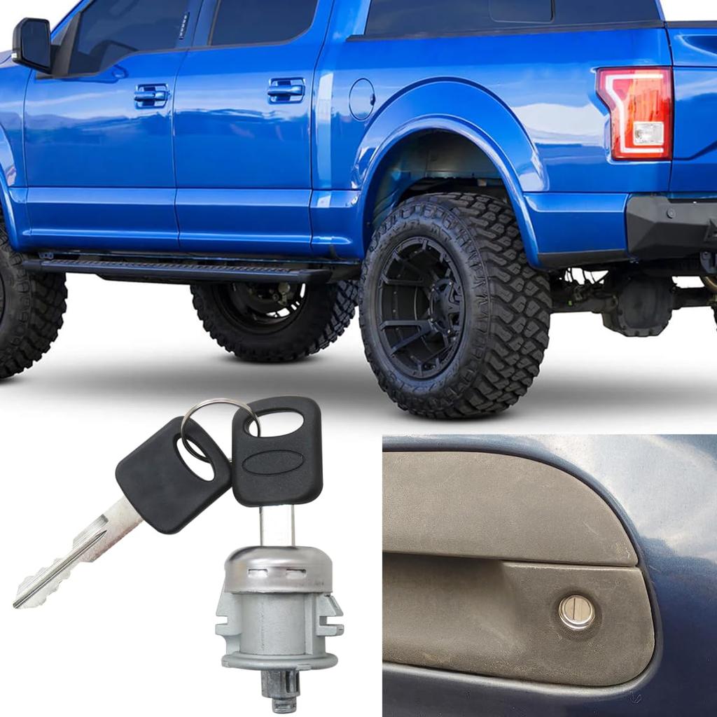 1x Door Tailgate Key Lock Cylinder with 2X Oval Logo Keys 5070032 Fit for Ford Excursion 2000-2005 Replace 7C3Z-1521990-A 7C3Z1521990A F67Z-1022050