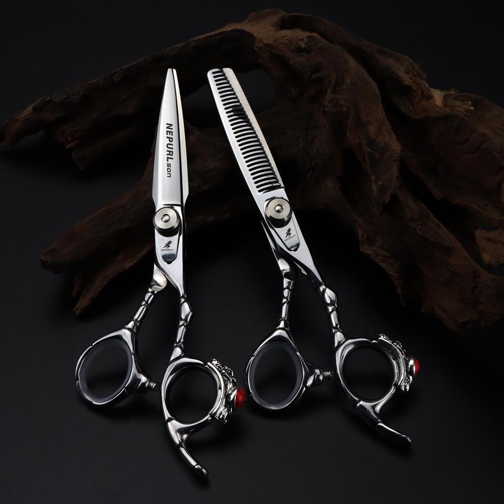 6.0-inch Personalized Tail Ring Hairdressing & Barber Scissors Set - Straight & Thinning Shears