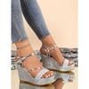Neue Keil-Sandalen – Modische High-Heel Einriemen Pailletten Höhensteigernde Damensandalen