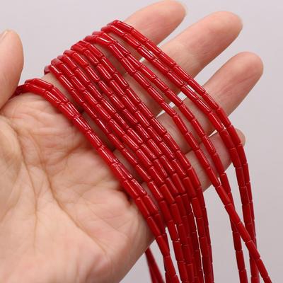 Mercan Boncuklar Deniz Bambu Kırmızı Silindirik Boncuklar 3x6mm Takı Yapımı İçin Tılsımlar DIY Kolye Bilezik Küpe Aksesuar