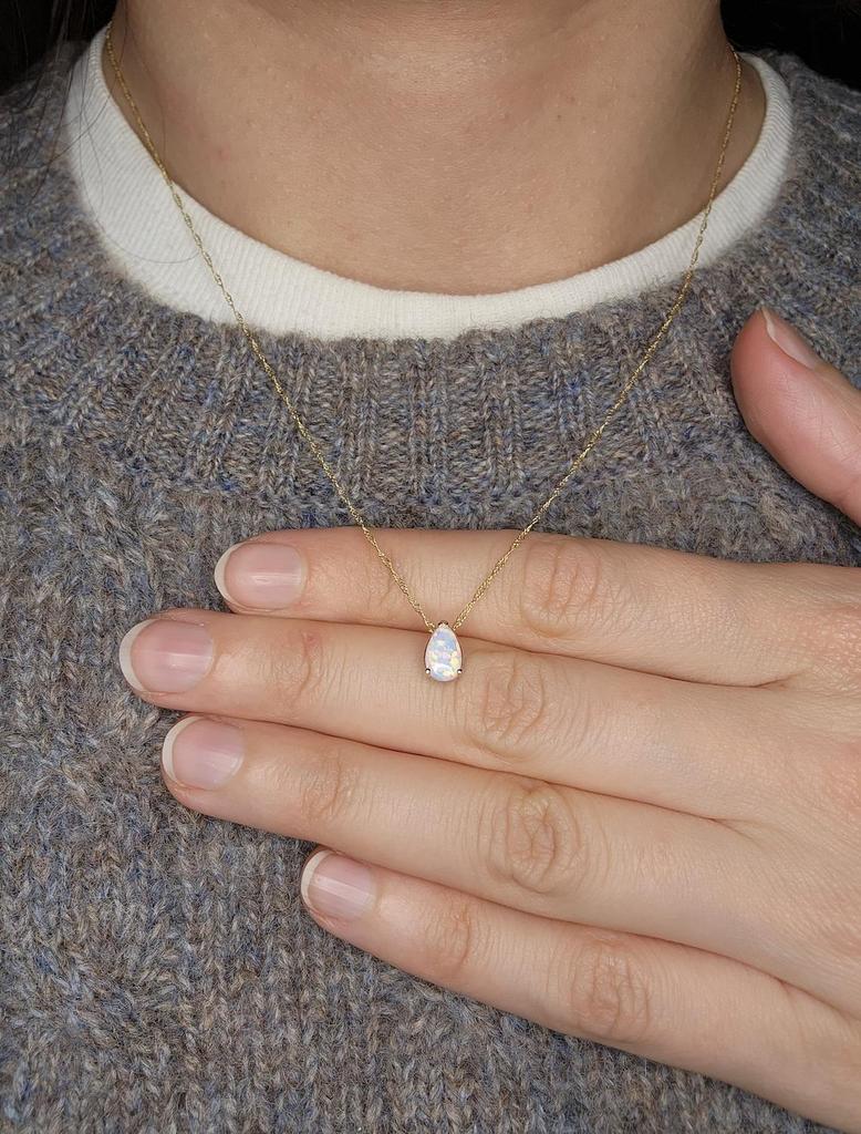 14Kt Gold Opal Necklace, Opal Teardrop Necklace, Opal Pendant, October Birthstone Necklace, Opal Gold Necklace Only Pendant