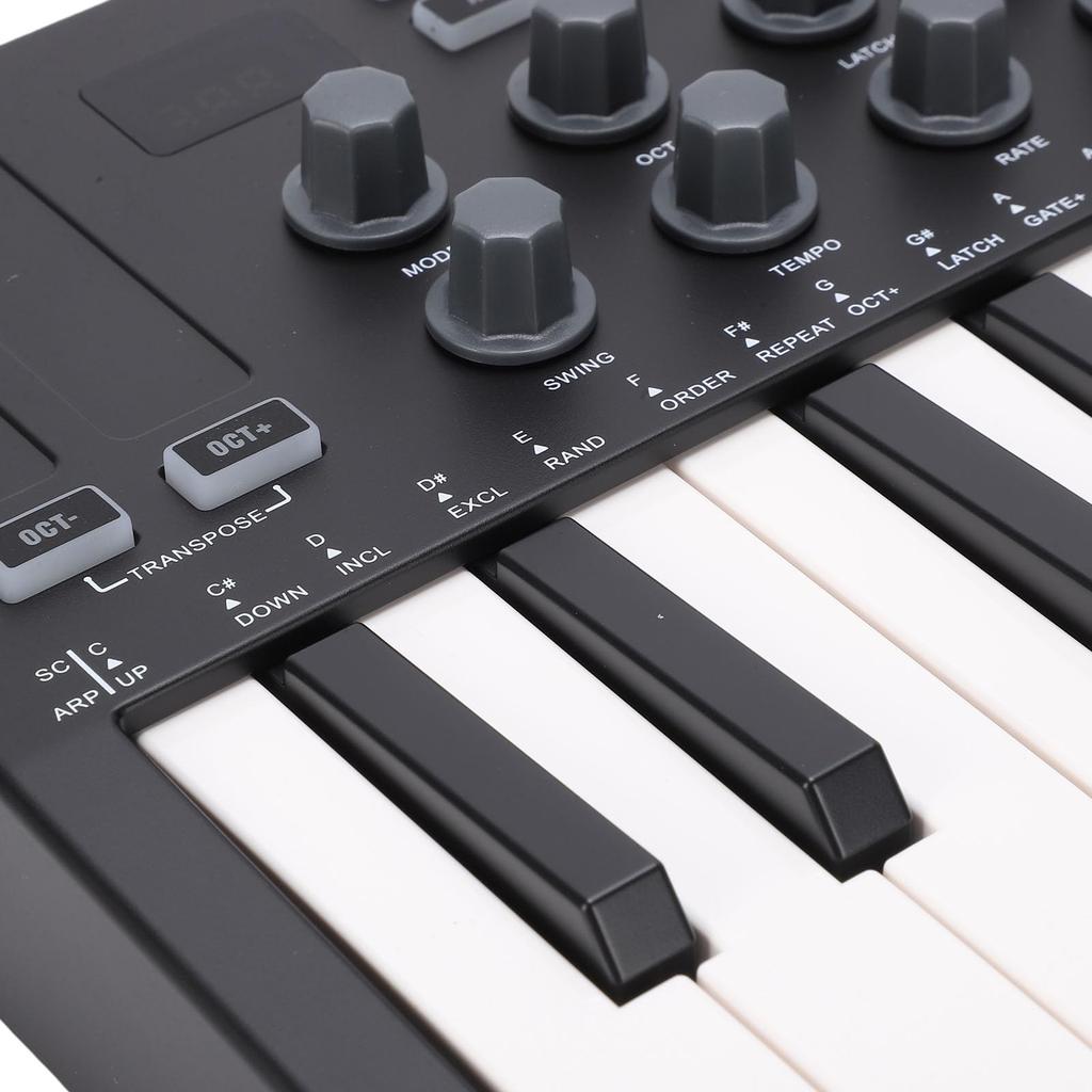 TOPINCN MIDI Keyboard Bluetooth 8 RGB Music Beginner to Black 25-Key Controller, Enabled, Wireless, Pads, Multi-DAW Compatible, Production,