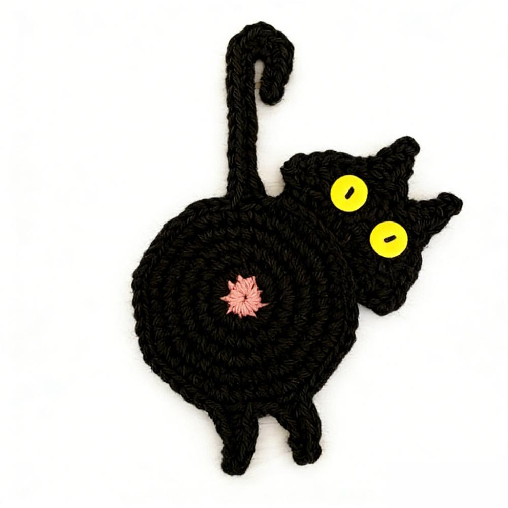 

Cute Cat Butt Coasters Non-Slip Knitted Crochet Drink Mat Heat-Resistant Absorbent Pads Mug Coaster Coffee&Wine