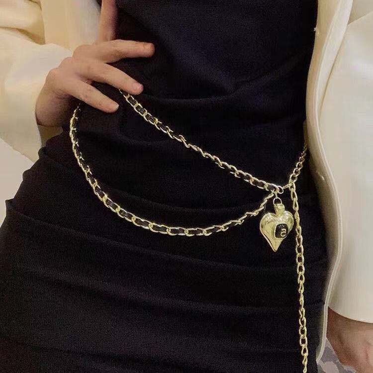 Small Fragrance Chain Love Waist Chain Women's Decoration Fashion Temperament Waist Rope Retro Peach Heart Belly Navel Belt Accessories