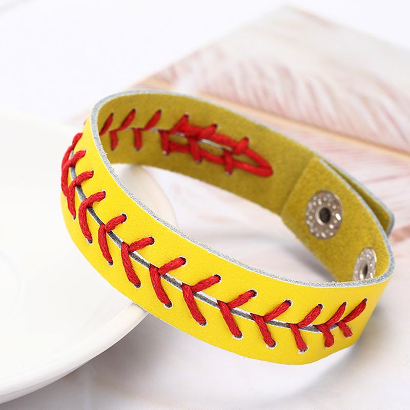 1 or 3 Pcs Genuine Leather Baseball Bracelet Wristbands Baseball Gifts for Boy Men Women Girl Players Sports Team
