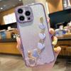 Luxury Glitter Plating Love Heart Bracelet Phone Case For Samsung Galaxy M55 M54 M34 M14 M53 M52 M51 M23 M33 M21 M31 F15 Cover