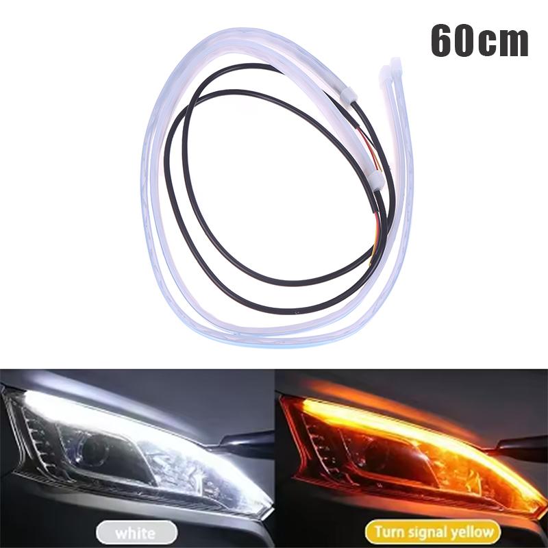 2 Pezzi 30/45/60 Cm DRL Flessibili Impermeabili per Auto Striscia LED per Fari Universali Fari Auto Segnale di Svolta Giallo Luce Flusso Freni