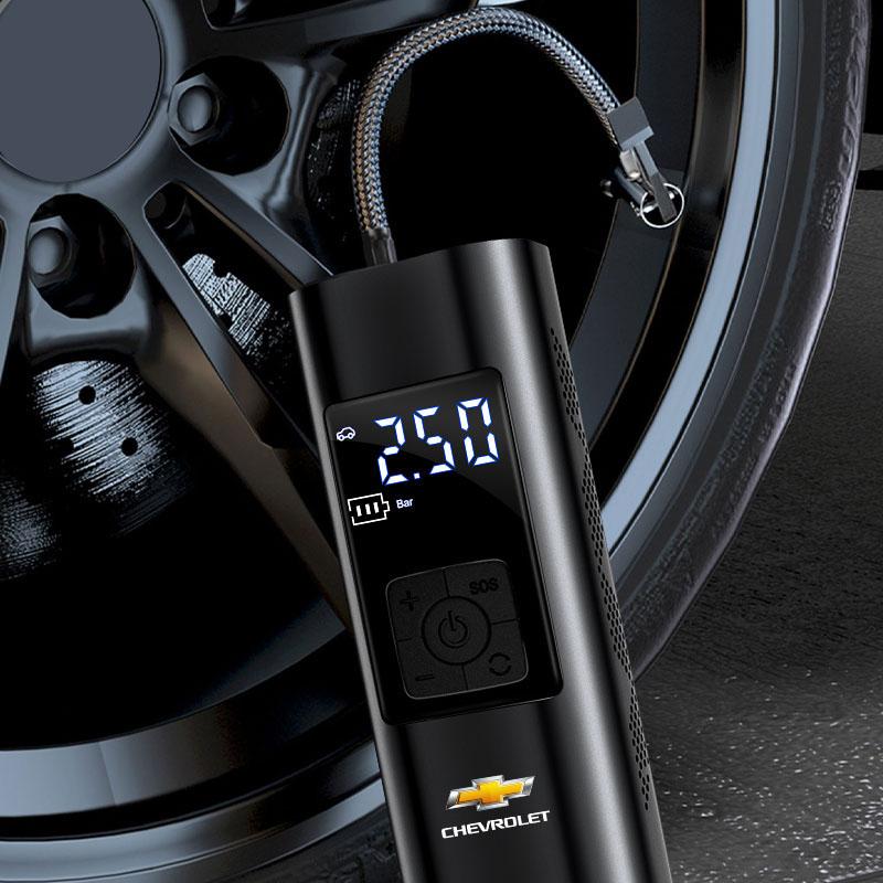 1Pcs Car Tire Inflator Smart Digital Inflatable Pump Emblem Accessories for Chevrolet Camaro Trax Blazer Cavalier Onix Aveo Silverado Malibu Captiva