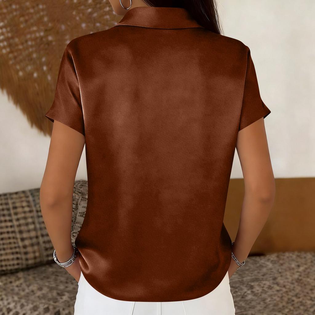 Top casual colorat pentru femei, cu mânecă scurtă