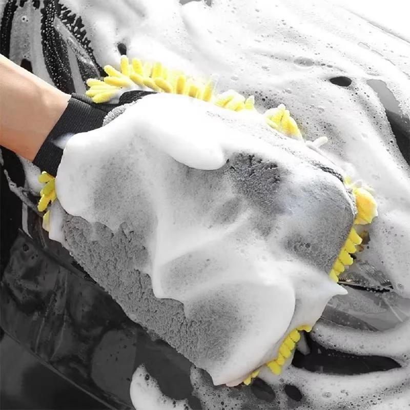 1 pieza Guantes de Lavado de Coche de Doble Cara Guantes de Chenilla de Microfibra Ultrafina para Coche Paño Especial para Limpiar el Coche Herramienta de Limpieza Antiarañazos