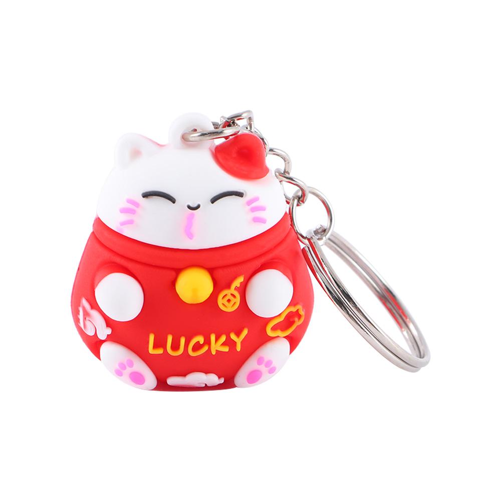 

Fortune Ornaments Good Luck Phone Accessory Three-dimensional Cartoon Key Ring Car Keyring Lucky Cat Keychain Bag Pendant червоний