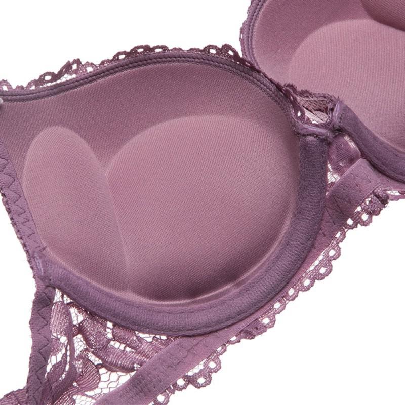 Dámské krajkové spodní prádlo s vyšívanou podprsenkou Push Up