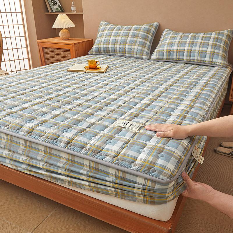 Unprinted Cotton Mattress Three-piece Set of Padded Cotton Thickened All-inclusive Simmons Mattress Protective Cover Non-slip