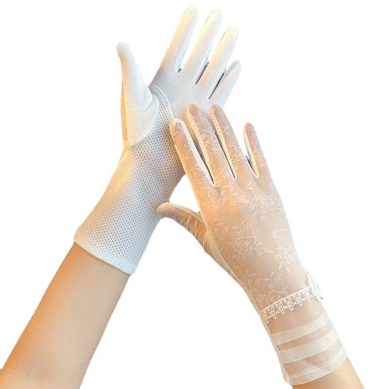 Sunscreen Lace Gloves Spring Bow Touch Screen Gloves Ladies Driving Breathable Outdoor Shade Cycling Summer Gloves