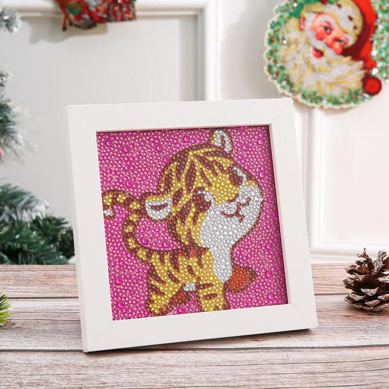 New Diy Diamond Painting Solid Wood Photo Frame Boxed Diamond Sticker Owl Cartoon Hand-Pasted Diamond Painting