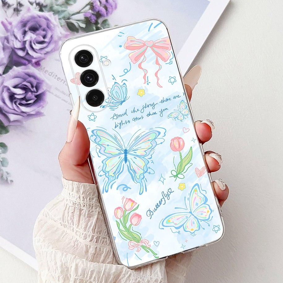 For Samsung Galaxy A56 5G Case SM-A566B Cover New Fashion Flower Butterfly Soft Silicone Phone Case For Galaxy A26 A36 5G Fundas