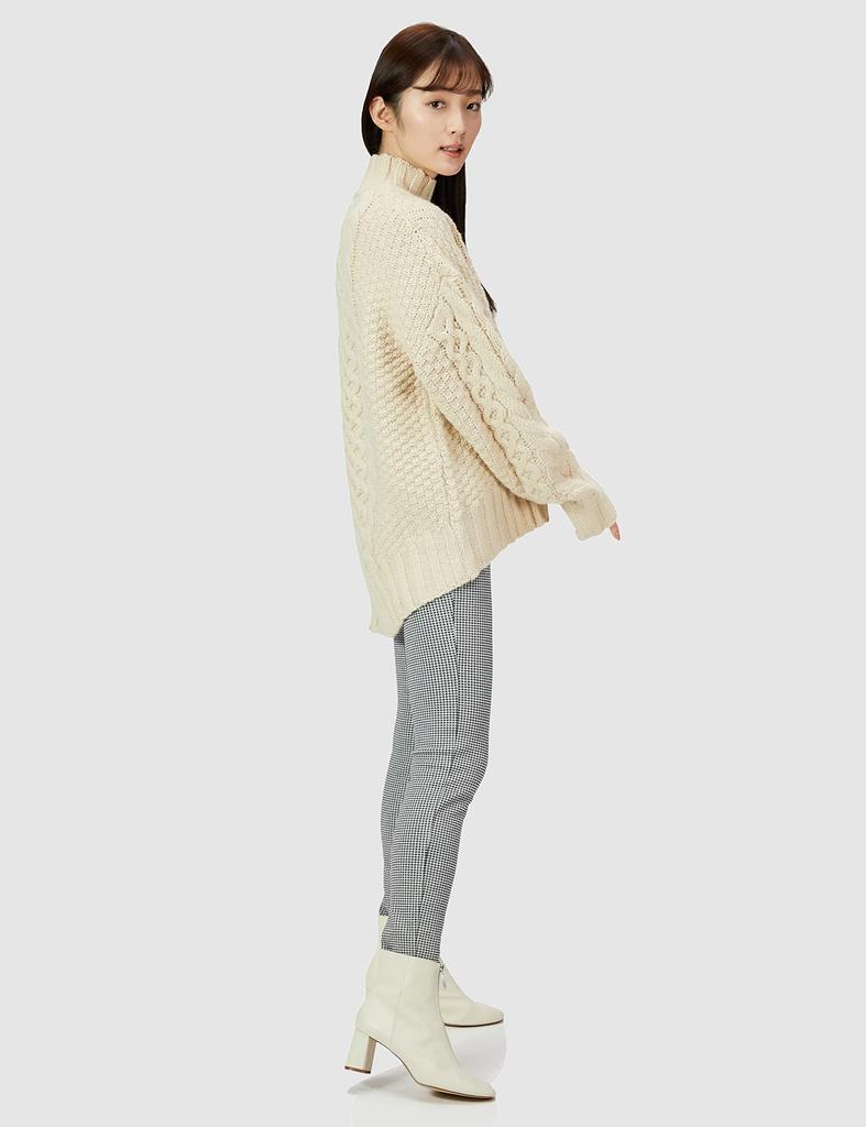 Lily Brown Half Cable Knit Top LWNT214170 IVR F Women's