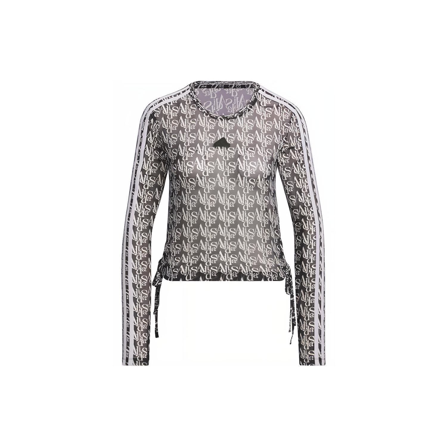 

adidas Originals Monogram Mesh Long Sleeve Top Black White Women JI9790 XS