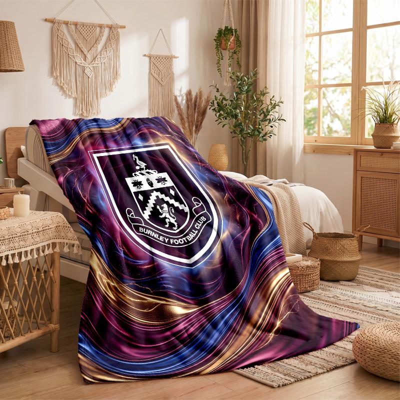 Burnley Football Print Flannel Blanket Soft Warm Sofa Bed Throw Blanket For Home Office Bedroom