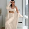 Europa, America, autunno e inverno moda femminile popolare cardigan lungo in peluche allacciato con cintura accappatoio abbigliamento da casa giacca