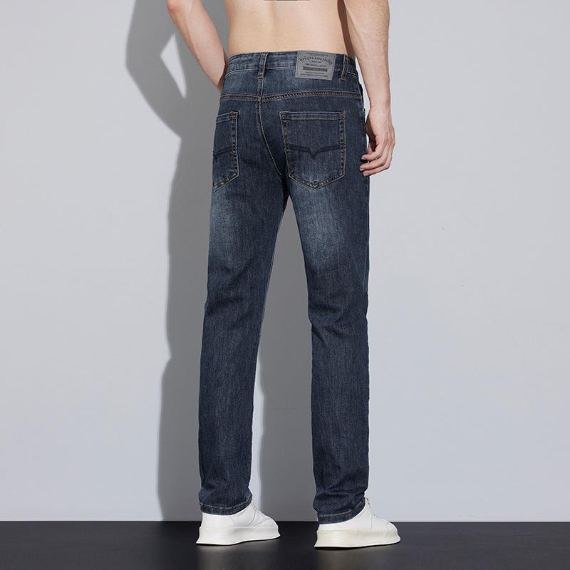 Pánské slim rovné džíny s malou výšivkou - Evropská móda Čtyřsezónní denim