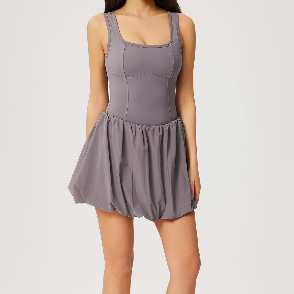 Women s Backless Sports Dress: Anti-Exposure Nude Feel for Running, Tennis, Yoga & Dance Large