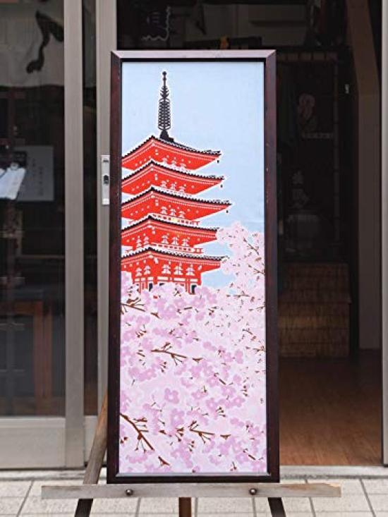 Dyeing Anbo Hand Towel Pagoda with Cherry Authentic Dyed Cotton Tokuoka Made in Japan 35cm x 100cm "Five-Story Blossoms" 100%