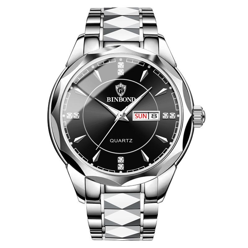 Tycoon Gold Men's Stainless Steel Double Calendar Waterproof Watch