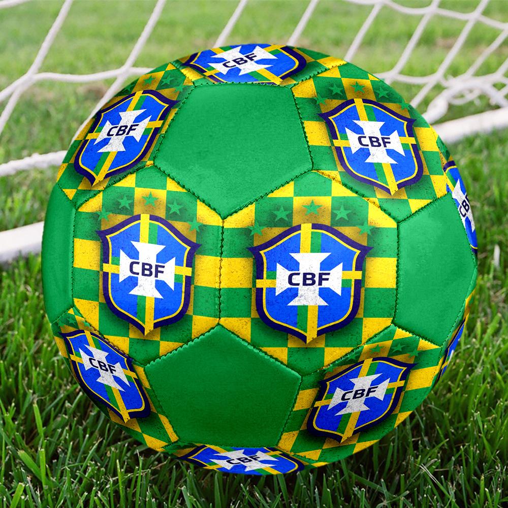 Pallone da Calcio Indoor CBF Brasile Colorato Per Tutte le Età Misura 5 Cucito a Macchina PVC Pronto per la Competizione Resistente Alto Rimbalzo