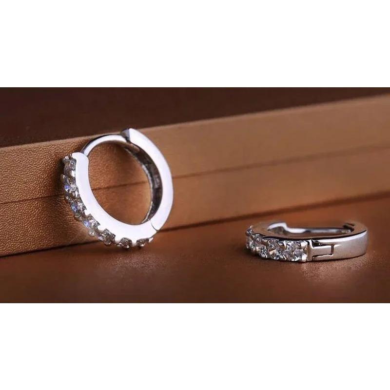 925 Sterling Silver Earrings Luxury 10mm Circle Zircon Hoop Earring for Grils Woman Wedding Party Jewelry Gifts