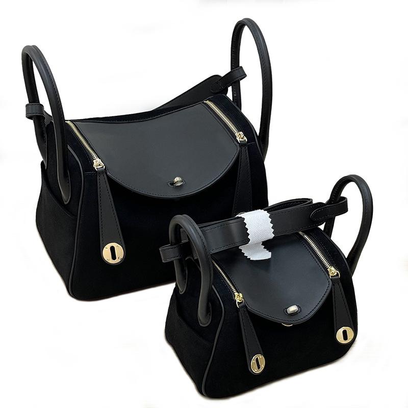 Popular matte cowhide LD bag women's high-end leather handbag commuter shoulder messenger bag