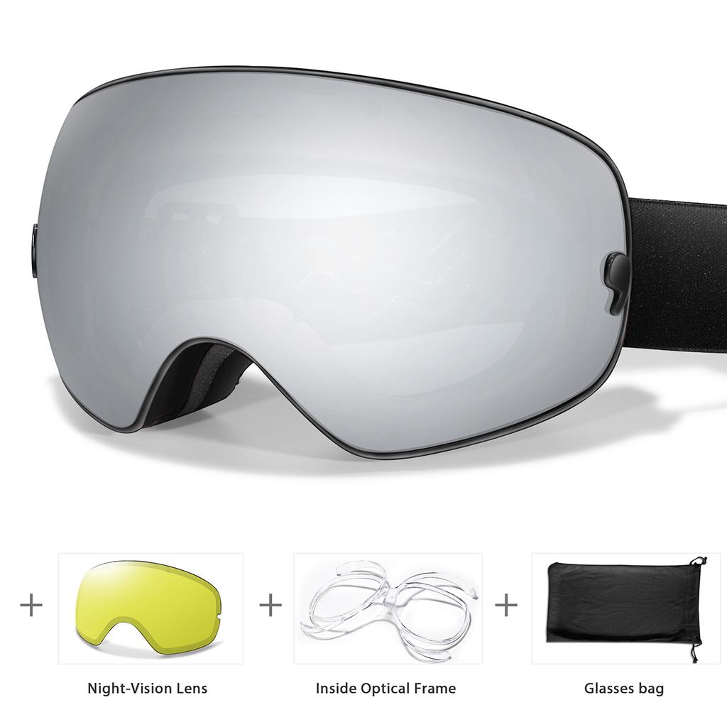 SKI Goggles Anti-Fog Snowboard UV400 Outdoor Sports Snowmobile Ski Mask Men Women Glasses with Replacement Lens Free Gifts