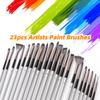 23pcs Different Sizes Paint Brushes Set Professional Nylon Hair Wooden Handle Paintbrush with Scraper Canvas Organizing