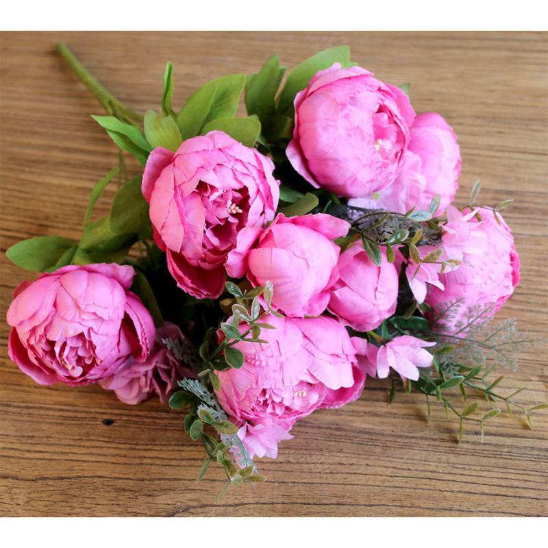 Fake Peony Flower with 13 Heads Artificial Plant for Wedding Home Accessories Room Decor