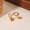 Heart Pendant Hoop Earrings for Women, Light Luxury Minimalist Titanium Steel Ear Jewelry, Non-fading High-end Accessories