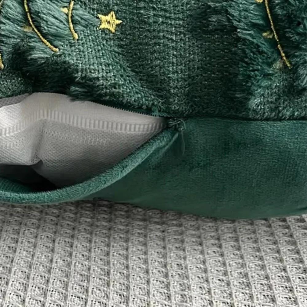 Short Plush Cushion Slipcover Xmas Tree with Light Throw Pillow Cover  Sofa Decoration