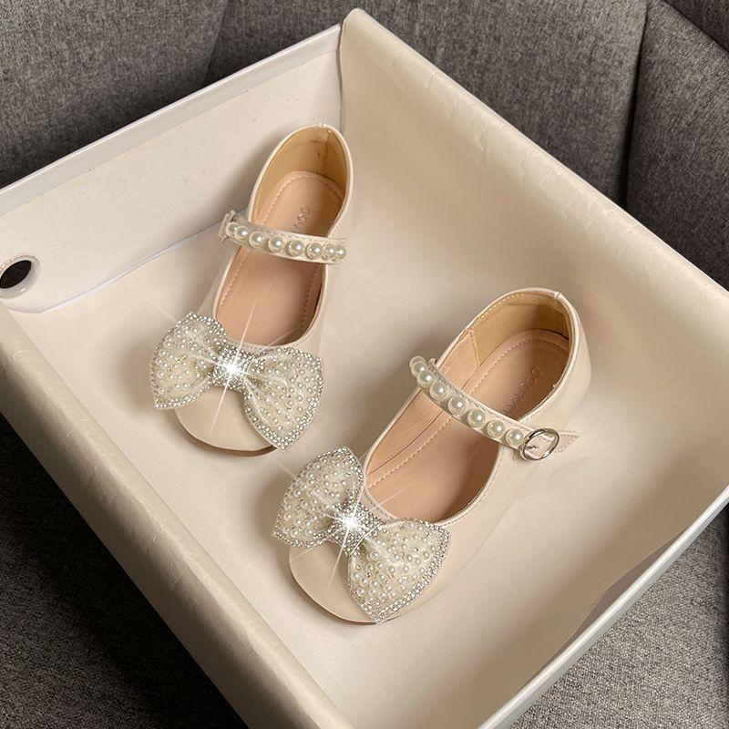 Girls Soft Sole Princess Shoes with Butterfly Bow 2026 Spring Autumn  Kids Leather Versatile Flats