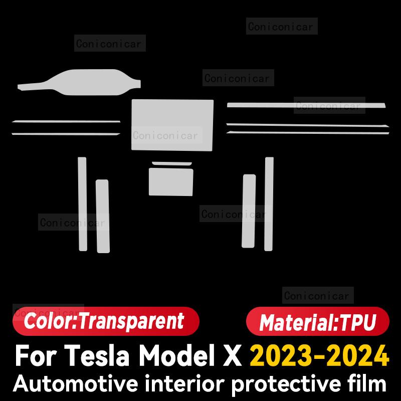 For TESLA Model X 2023 2024 Car Interior Center Console Screen Protective Film Anti-scratch Repair Sticker Accessories