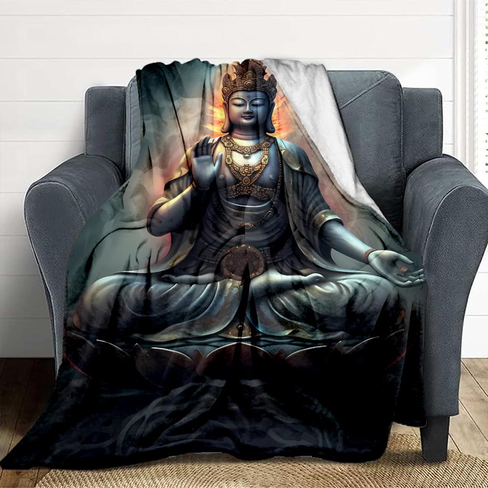 Statua di Buddha Coperta in Flanella Coperta Plaid Morbida Calda Divano Letto Campeggio Decorazione Casa Regalo di Natale Unico C9263