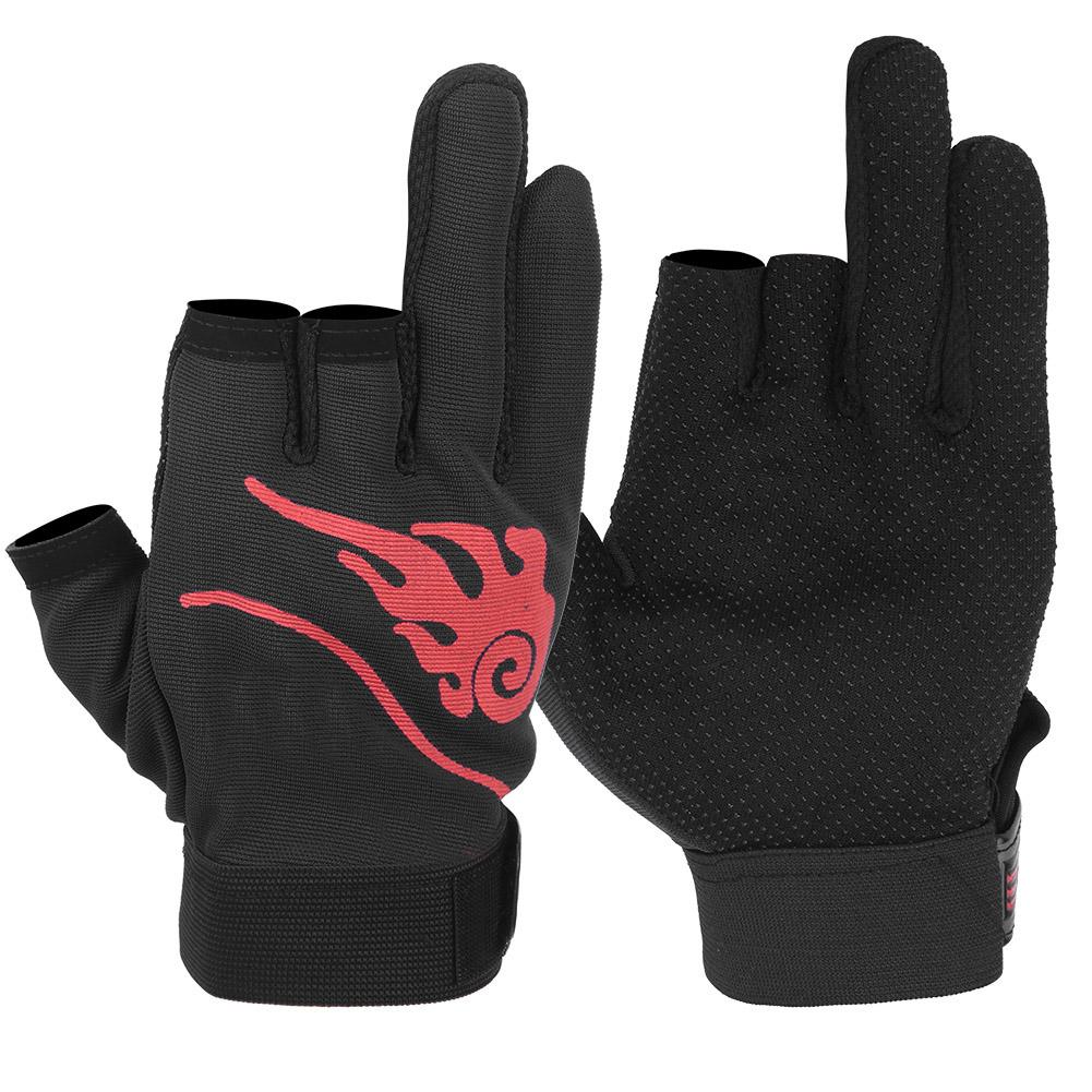 1 Paar rutschfeste Angelhandschuhe mit 3 geschnittenen Fingern, Sporthandschuhe für Outdoor-Angelausrüstung(Schwarz )