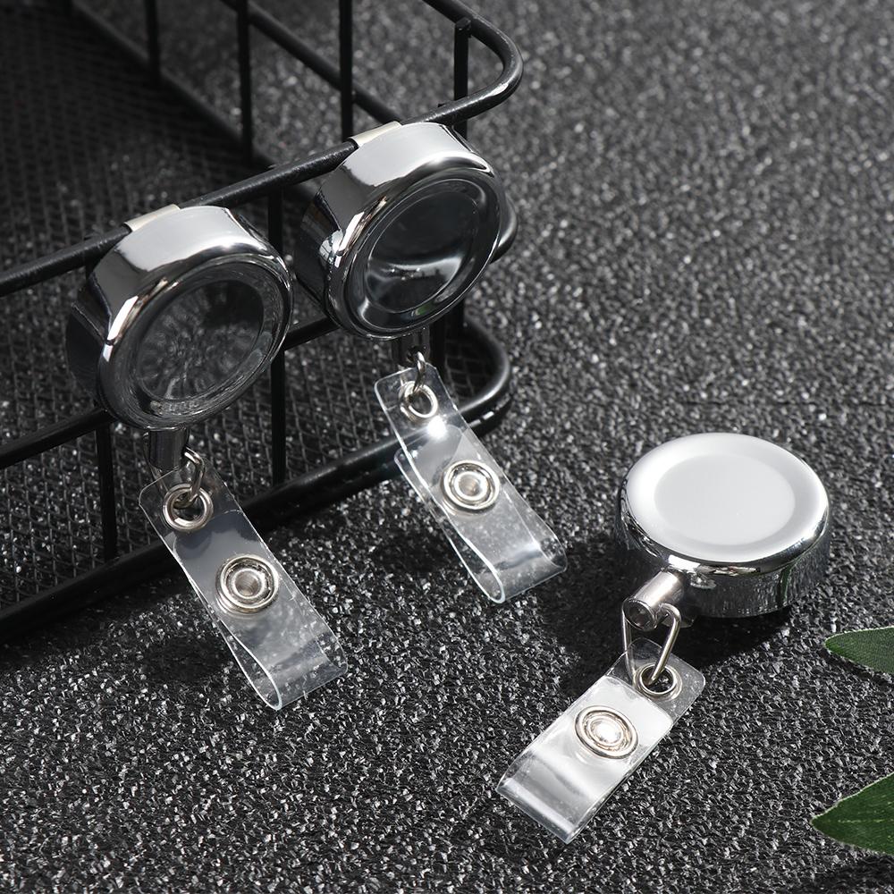 1pc Office Supplies Stationery Anti-Lost Clip Metal Key Ring Lanyards Retractable Badge Holder