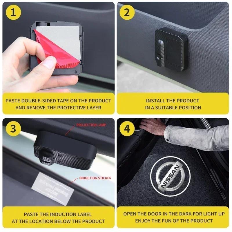 1/2 Stück Auto Tür LED HD Willkommen Courtesy Schatten Projektor Lampe Logo Licht Für Nissan Nismo Micra Qashqai Altima Maxima Sentra