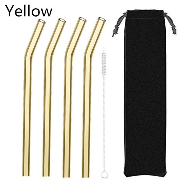 4Pcs Glass Straws Reusable Drinking Glass Tube Eco-friendly With Cleaning Brush Events Party Favors Supply
