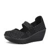 Keilabsatz-Plateau-Websandalen Mode Peep Toe Bequem Atmungsaktiv Mama-Schuhe Damen Casual Dicke Sohle Sandalias Mujer 2024