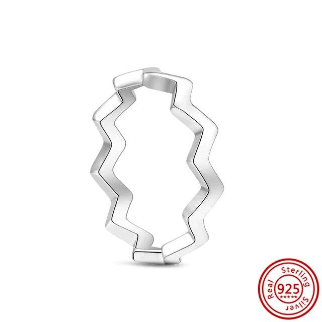 925 Sterling Silver Rings Feather Heart Pavé Sparkling CZ Round Lucky Rings for Women Charms Jewelry