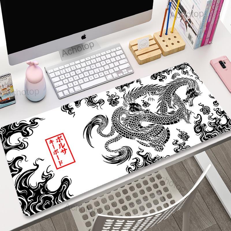 Large Mouse Pad Gaming Mousepad xcm Mouse Mat Chinese Dragon Art Gamer Mousepads PC Desk Pads Pink White Keyboard Mats XXL