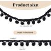 PH PandaHall 20 Yards Cotton Pom Poms Balls Fringe Trim, 13mm Round Pompoms Ball Triangle Connect Tassel Trim Black Ribbon Fringe Tassel Lace for DIY