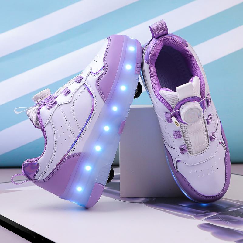 Scarpe da corsa a quattro ruote per bambini Scarpe basse staccabili Ricaricabili USB Luminose Scarpe sportive Ragazze Pattini a rotelle Scarpe da ragazzo