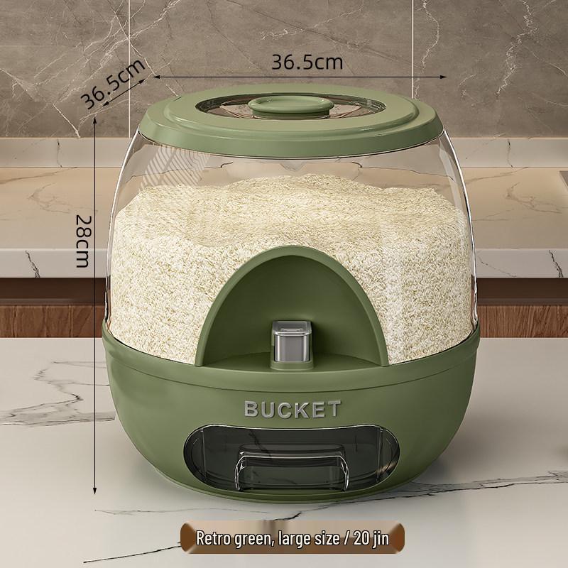 Rotatable Household Rice and Grain Storage Box: Insect & Moisture-Proof, Sealed, Compartmented Bucket